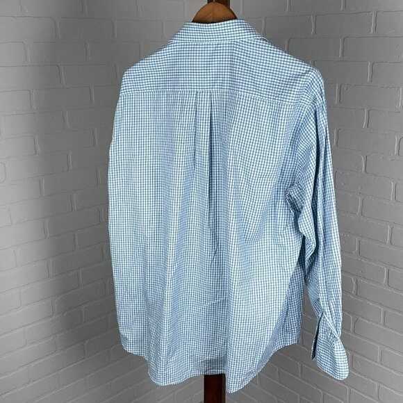 Peter Millar Shirt Mens 2XLarge Blue White Check Cotton Dress Classic Career - Picture 4 of 11